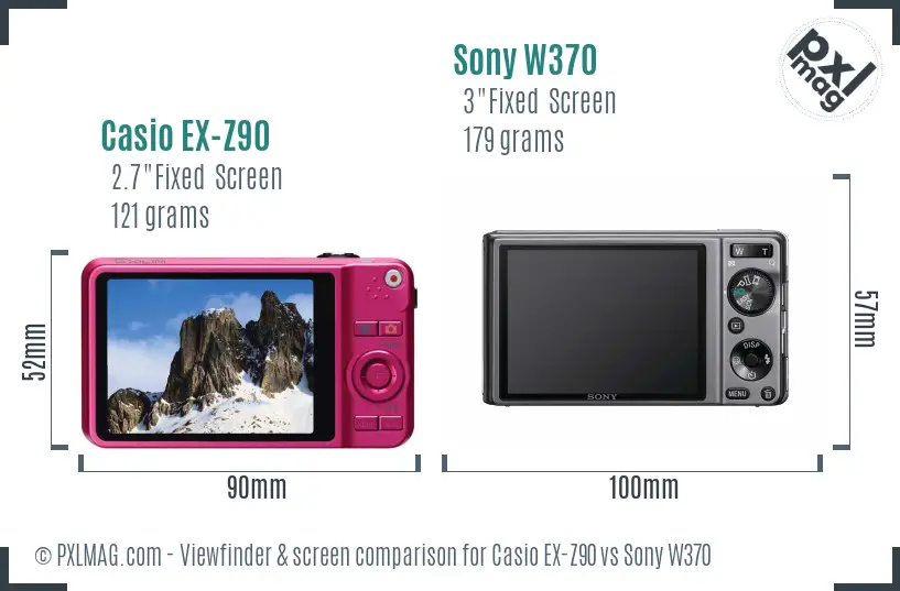 Casio EX-Z90 vs Sony W370 Screen and Viewfinder comparison Casio EX-Z90 vs Sony W370 Screen and Viewfinder comparison