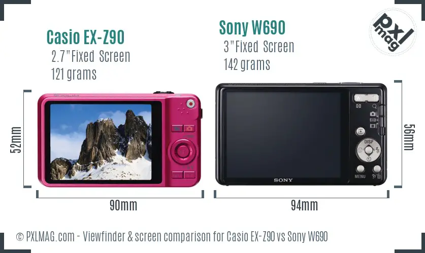 Casio EX-Z90 vs Sony W690 Screen and Viewfinder comparison Casio EX-Z90 vs Sony W690 Screen and Viewfinder comparison