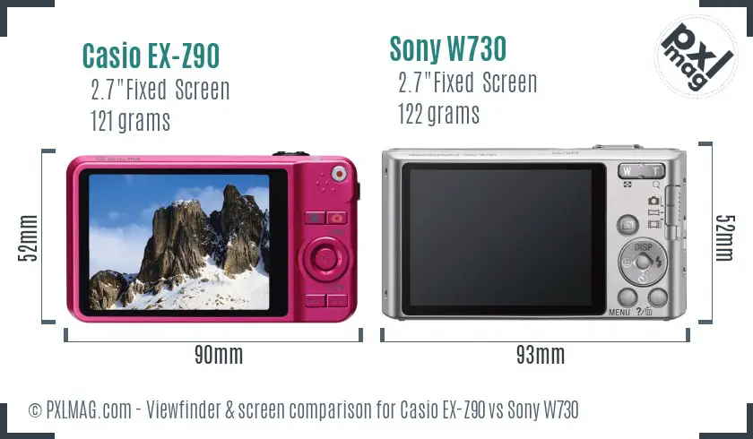 Casio EX-Z90 vs Sony W730 Screen and Viewfinder comparison