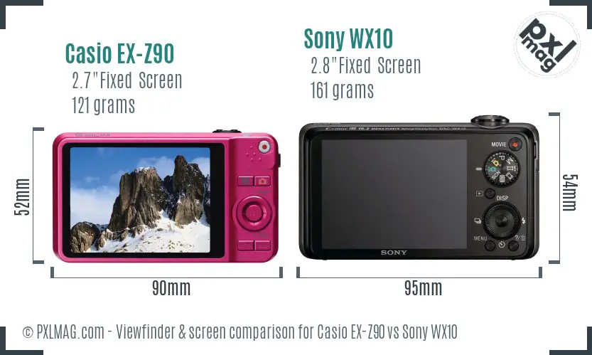 Casio EX-Z90 vs Sony WX10 Screen and Viewfinder comparison