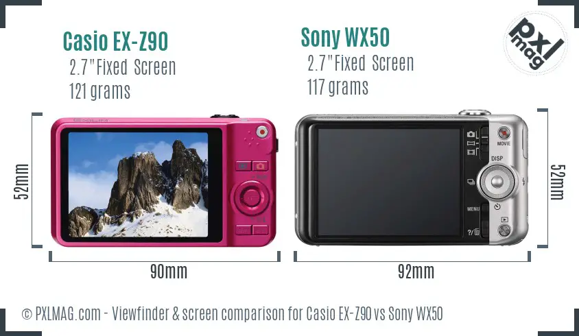 Casio EX-Z90 vs Sony WX50 Screen and Viewfinder comparison Casio EX-Z90 vs Sony WX50 Screen and Viewfinder comparison