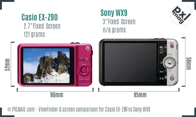 Casio EX-Z90 vs Sony WX9 Screen and Viewfinder comparison Casio EX-Z90 vs Sony WX9 Screen and Viewfinder comparison