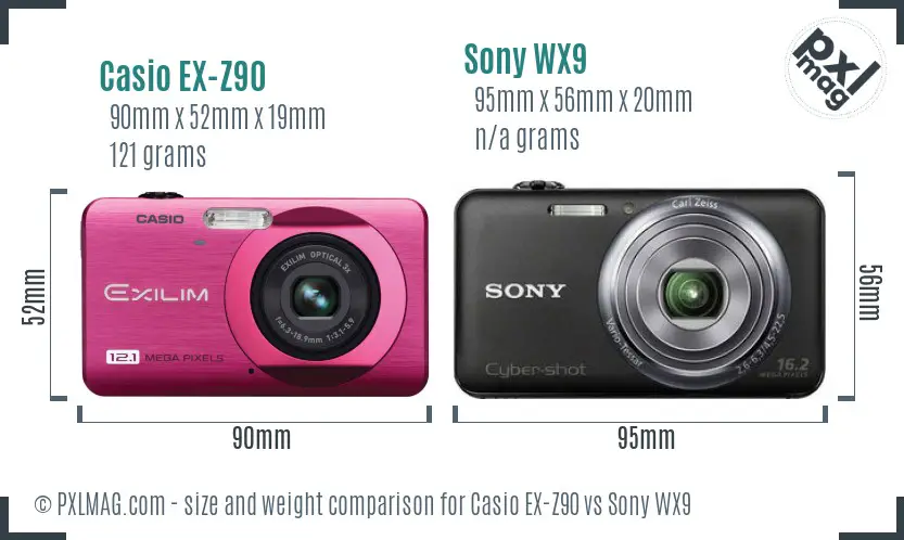 Casio EX-Z90 vs Sony WX9 size comparison Casio EX-Z90 vs Sony WX9 size comparison