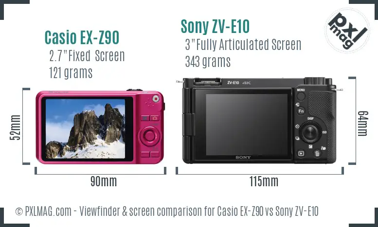 Casio EX-Z90 vs Sony ZV-E10 Screen and Viewfinder comparison Casio EX-Z90 vs Sony ZV-E10 Screen and Viewfinder comparison