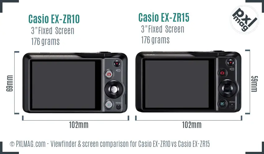 Casio EX-ZR10 vs Casio EX-ZR15 Screen and Viewfinder comparison
