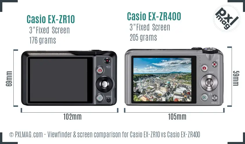 Casio EX-ZR10 vs Casio EX-ZR400 Screen and Viewfinder comparison