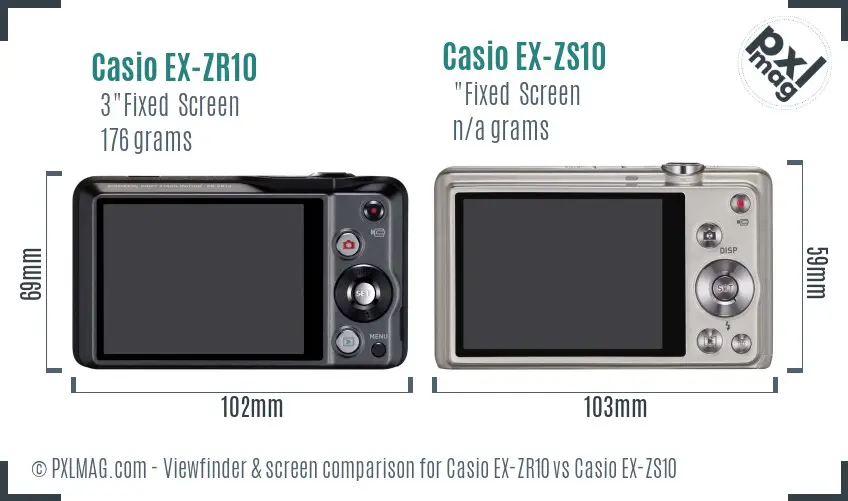 Casio EX-ZR10 vs Casio EX-ZS10 Screen and Viewfinder comparison