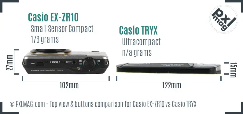 Casio EX-ZR10 vs Casio TRYX top view buttons comparison