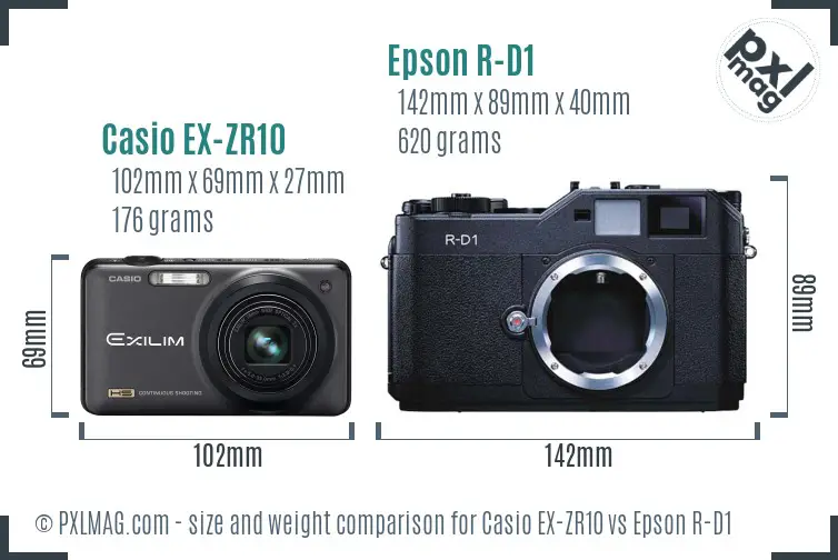 Casio EX-ZR10 vs Epson R-D1 size comparison