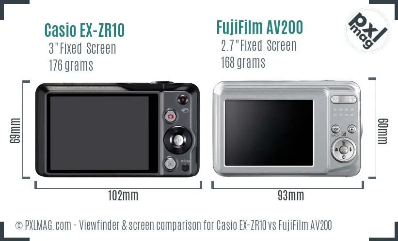 Casio EX-ZR10 vs FujiFilm AV200 Screen and Viewfinder comparison Casio EX-ZR10 vs FujiFilm AV200 Screen and Viewfinder comparison