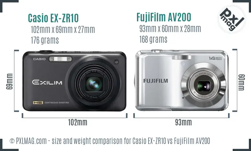 Casio EX-ZR10 vs FujiFilm AV200 size comparison Casio EX-ZR10 vs FujiFilm AV200 size comparison