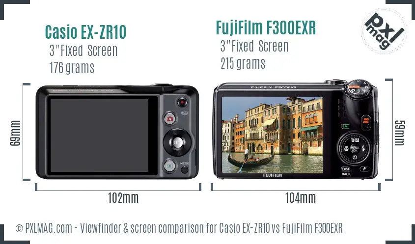 Casio EX-ZR10 vs FujiFilm F300EXR Screen and Viewfinder comparison