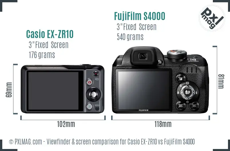 Casio EX-ZR10 vs FujiFilm S4000 Screen and Viewfinder comparison Casio EX-ZR10 vs FujiFilm S4000 Screen and Viewfinder comparison