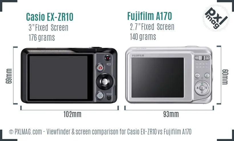 Casio EX-ZR10 vs Fujifilm A170 Screen and Viewfinder comparison Casio EX-ZR10 vs Fujifilm A170 Screen and Viewfinder comparison