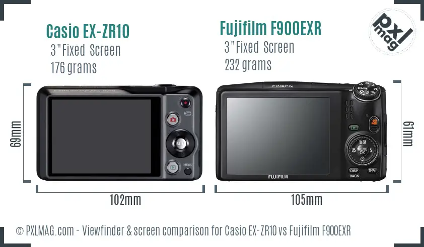 Casio EX-ZR10 vs Fujifilm F900EXR Screen and Viewfinder comparison Casio EX-ZR10 vs Fujifilm F900EXR Screen and Viewfinder comparison