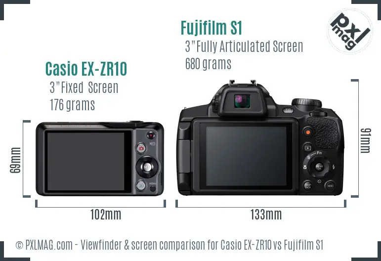 Casio EX-ZR10 vs Fujifilm S1 Screen and Viewfinder comparison