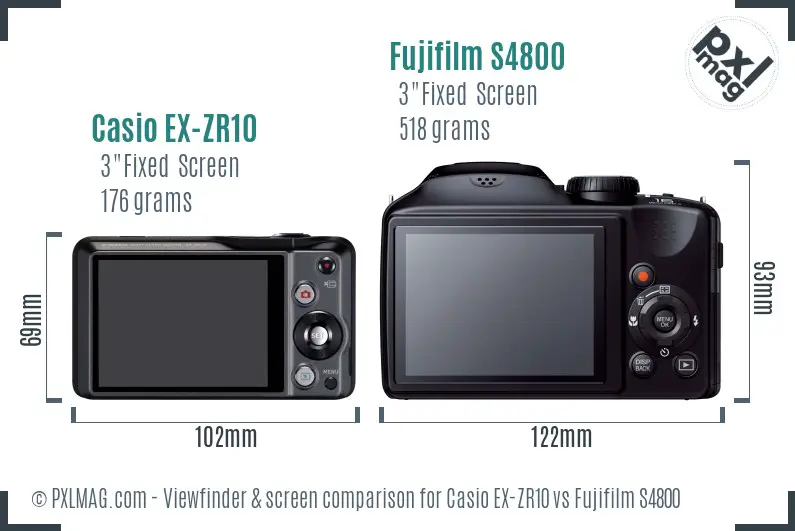 Casio EX-ZR10 vs Fujifilm S4800 Screen and Viewfinder comparison Casio EX-ZR10 vs Fujifilm S4800 Screen and Viewfinder comparison