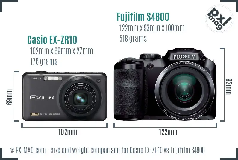 Casio EX-ZR10 vs Fujifilm S4800 size comparison Casio EX-ZR10 vs Fujifilm S4800 size comparison