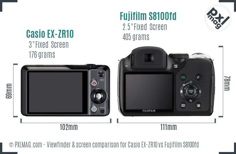 Casio EX-ZR10 vs Fujifilm S8100fd Screen and Viewfinder comparison Casio EX-ZR10 vs Fujifilm S8100fd Screen and Viewfinder comparison