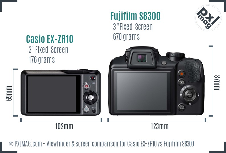 Casio EX-ZR10 vs Fujifilm S8300 Screen and Viewfinder comparison