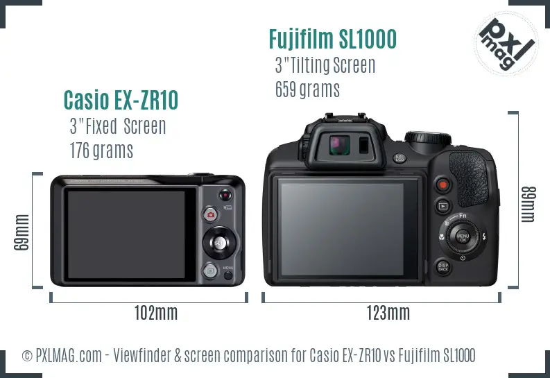 Casio EX-ZR10 vs Fujifilm SL1000 Screen and Viewfinder comparison