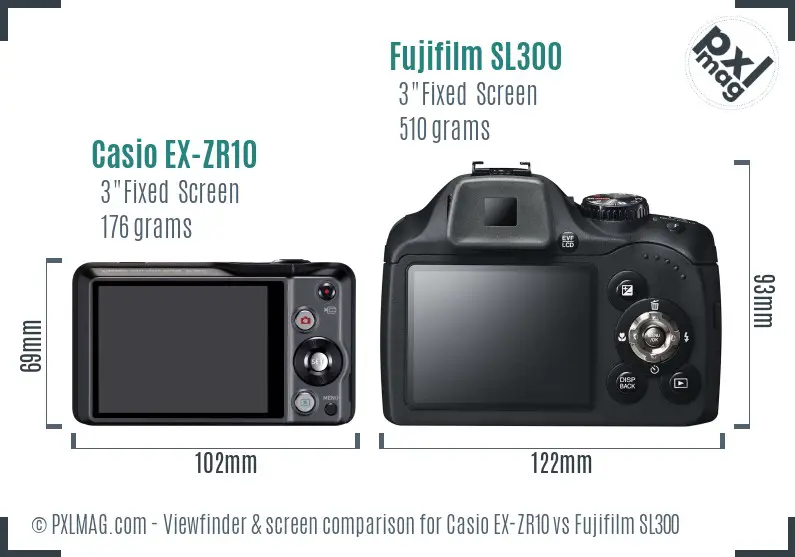 Casio EX-ZR10 vs Fujifilm SL300 Screen and Viewfinder comparison