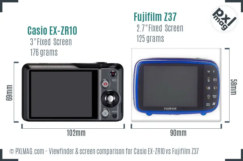 Casio EX-ZR10 vs Fujifilm Z37 Screen and Viewfinder comparison Casio EX-ZR10 vs Fujifilm Z37 Screen and Viewfinder comparison