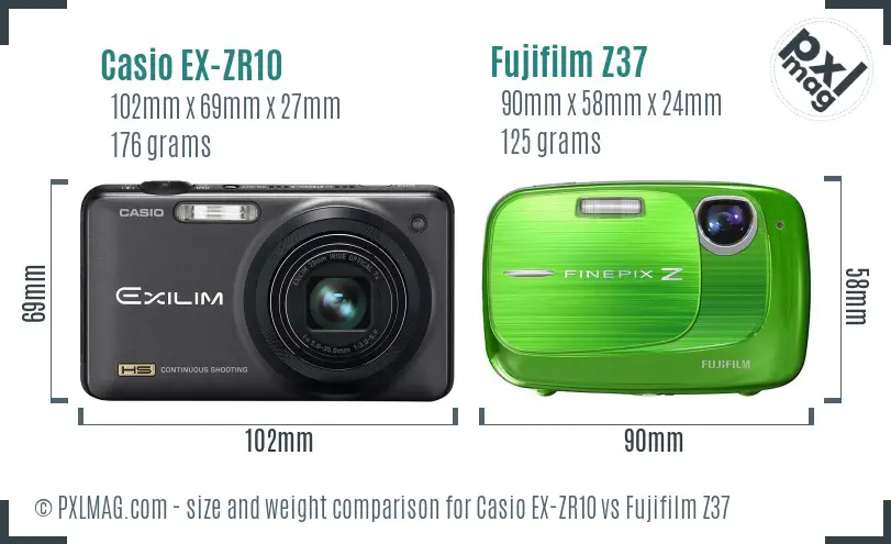 Casio EX-ZR10 vs Fujifilm Z37 size comparison Casio EX-ZR10 vs Fujifilm Z37 size comparison