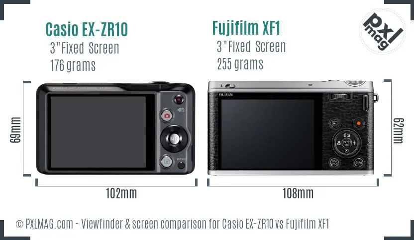 Casio EX-ZR10 vs Fujifilm XF1 Screen and Viewfinder comparison