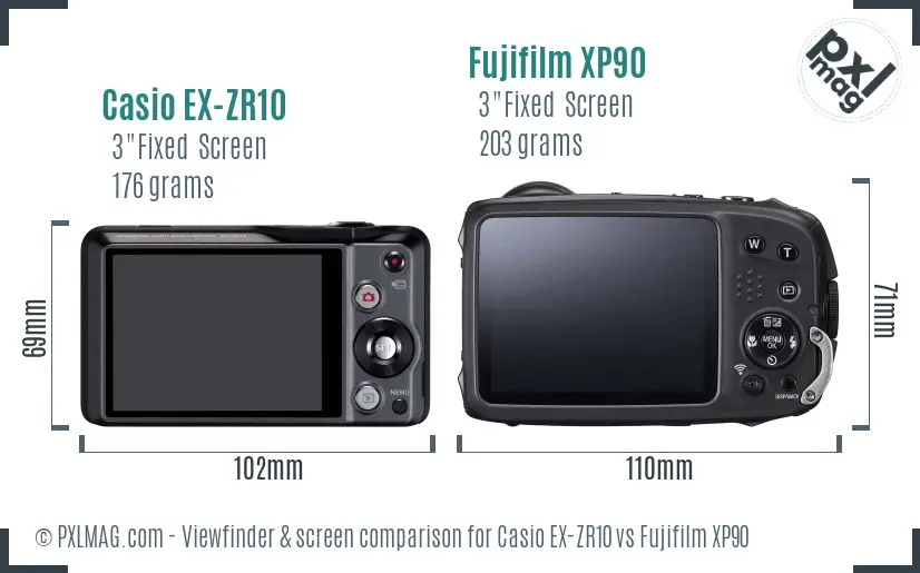 Casio EX-ZR10 vs Fujifilm XP90 Screen and Viewfinder comparison