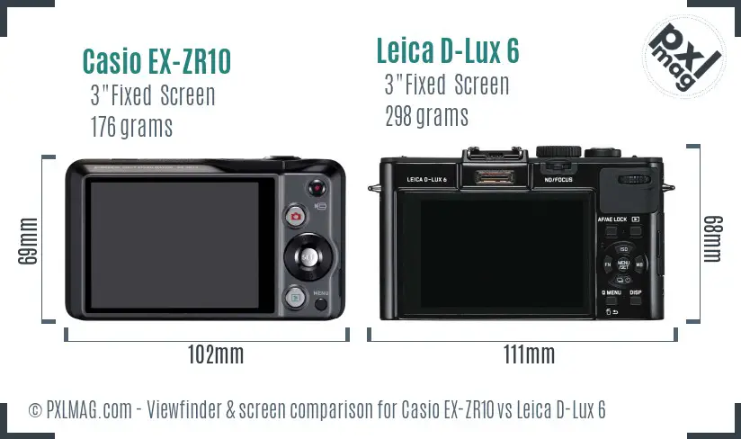 Casio EX-ZR10 vs Leica D-Lux 6 Screen and Viewfinder comparison Casio EX-ZR10 vs Leica D-Lux 6 Screen and Viewfinder comparison