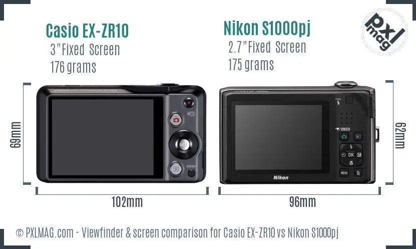 Casio EX-ZR10 vs Nikon S1000pj Screen and Viewfinder comparison Casio EX-ZR10 vs Nikon S1000pj Screen and Viewfinder comparison