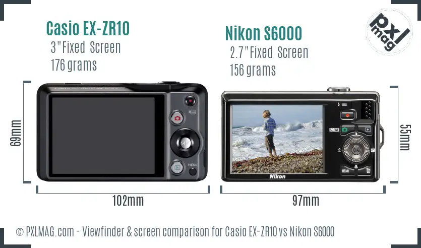 Casio EX-ZR10 vs Nikon S6000 Screen and Viewfinder comparison Casio EX-ZR10 vs Nikon S6000 Screen and Viewfinder comparison