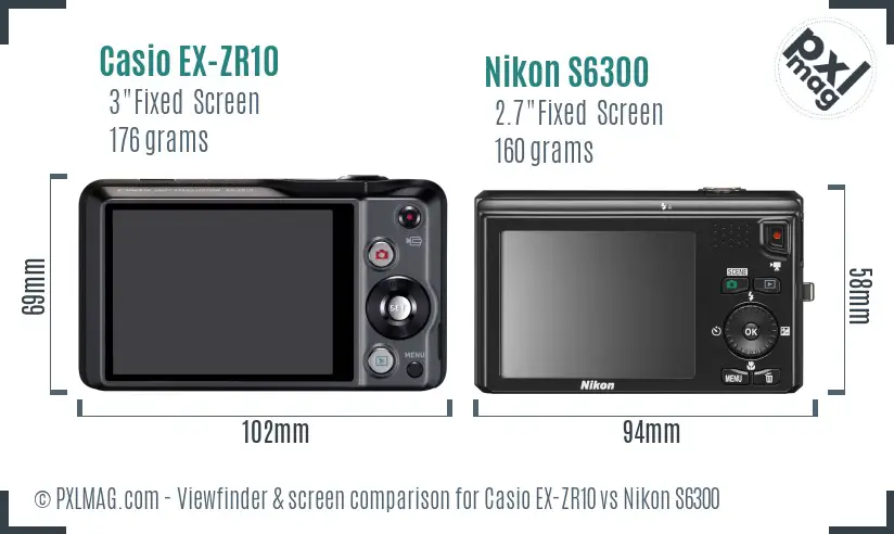 Casio EX-ZR10 vs Nikon S6300 Screen and Viewfinder comparison