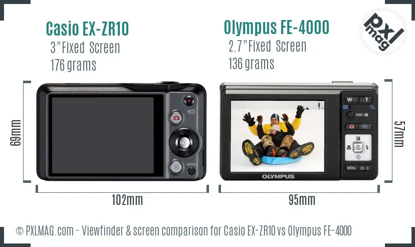 Casio EX-ZR10 vs Olympus FE-4000 Screen and Viewfinder comparison Casio EX-ZR10 vs Olympus FE-4000 Screen and Viewfinder comparison