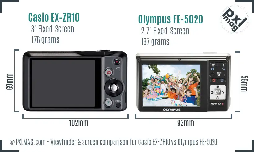 Casio EX-ZR10 vs Olympus FE-5020 Screen and Viewfinder comparison Casio EX-ZR10 vs Olympus FE-5020 Screen and Viewfinder comparison