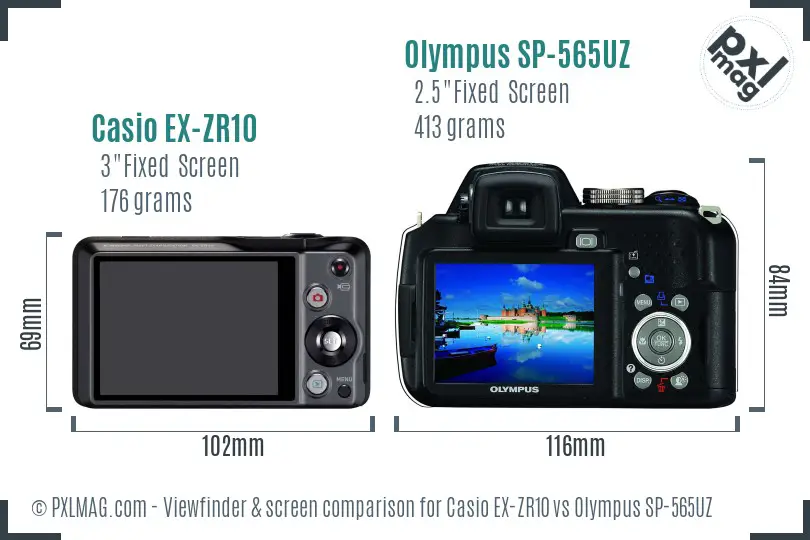 Casio EX-ZR10 vs Olympus SP-565UZ Screen and Viewfinder comparison Casio EX-ZR10 vs Olympus SP-565UZ Screen and Viewfinder comparison