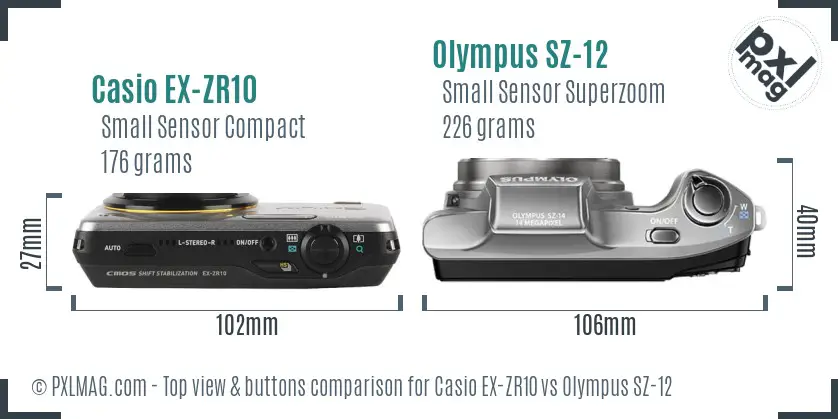 Casio EX-ZR10 vs Olympus SZ-12 top view buttons comparison