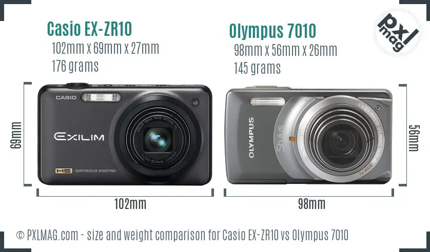 Casio EX-ZR10 vs Olympus 7010 size comparison Casio EX-ZR10 vs Olympus 7010 size comparison