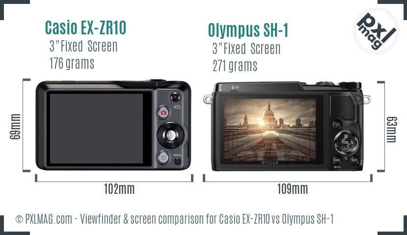 Casio EX-ZR10 vs Olympus SH-1 Screen and Viewfinder comparison