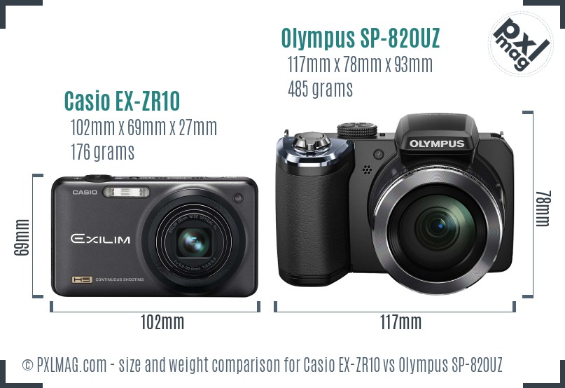 Casio EX-ZR10 vs Olympus SP-820UZ size comparison