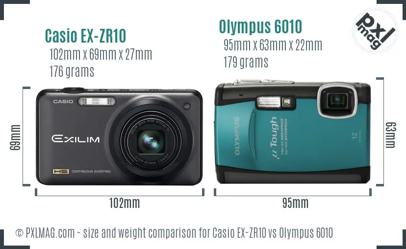 Casio EX-ZR10 vs Olympus 6010 size comparison