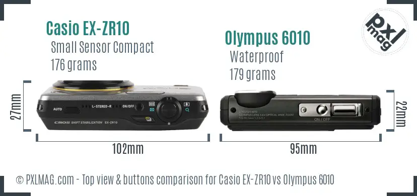 Casio EX-ZR10 vs Olympus 6010 top view buttons comparison