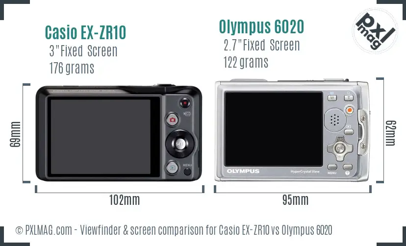 Casio EX-ZR10 vs Olympus 6020 Screen and Viewfinder comparison Casio EX-ZR10 vs Olympus 6020 Screen and Viewfinder comparison