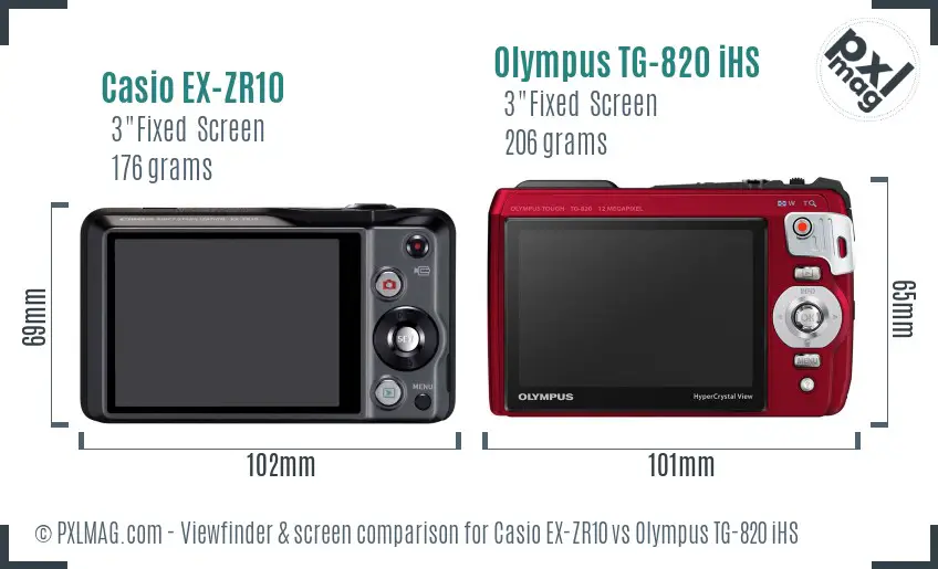 Casio EX-ZR10 vs Olympus TG-820 iHS Screen and Viewfinder comparison Casio EX-ZR10 vs Olympus TG-820 iHS Screen and Viewfinder comparison