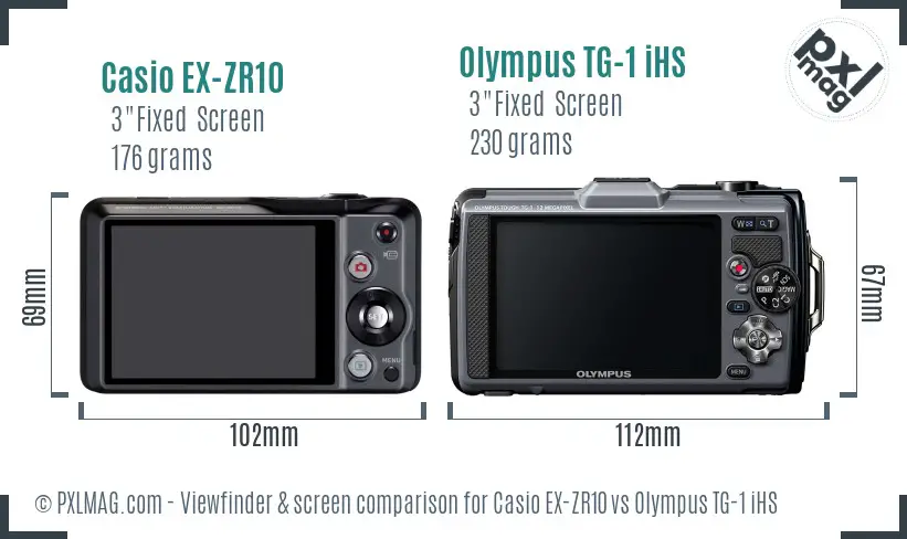 Casio EX-ZR10 vs Olympus TG-1 iHS Screen and Viewfinder comparison