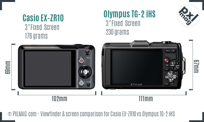 Casio EX-ZR10 vs Olympus TG-2 iHS Screen and Viewfinder comparison