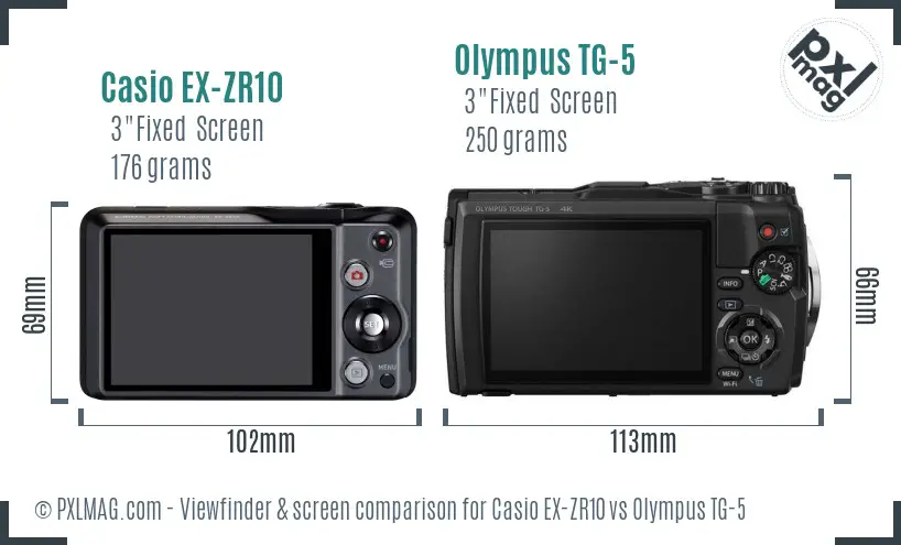 Casio EX-ZR10 vs Olympus TG-5 Screen and Viewfinder comparison