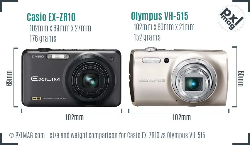 Casio EX-ZR10 vs Olympus VH-515 size comparison