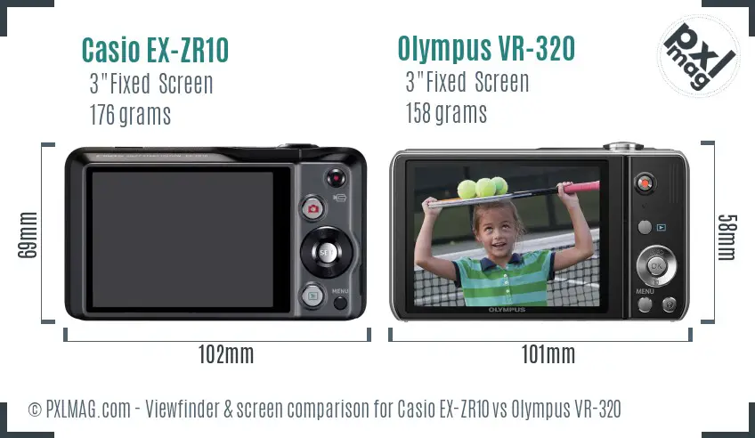 Casio EX-ZR10 vs Olympus VR-320 Screen and Viewfinder comparison